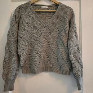 Moon & Madison Chunky Cropped Pullover Sage Green Size Medium